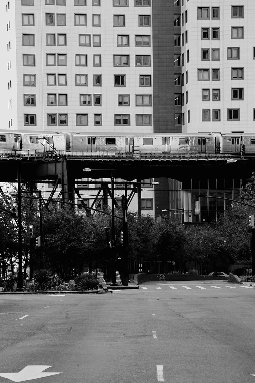 Nowy Jork, nyc, pociąg, metro, czarny i biały, ulica