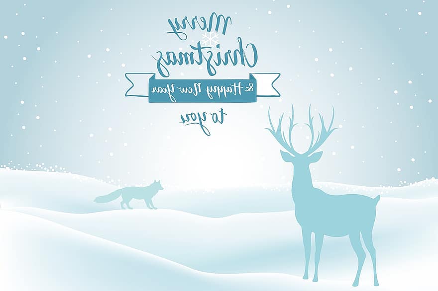 glædelig jul, festival, hilsen, glimte, blå, sne, snefnug, nytårsdag, fond, kort, postkort
