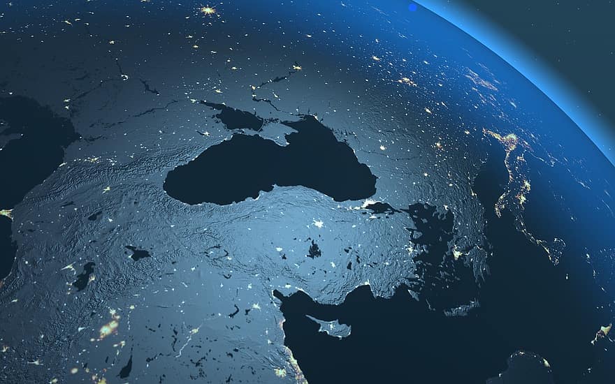 البحر الاسود ، ديك رومي ، خريطة ، أرض ، 3D الكرة الأرضية ، الأناضول ، القوقاز