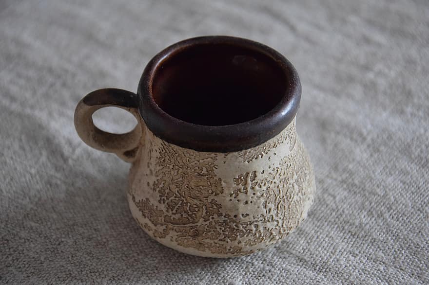 чаша, кафе, керамика, глина, кърпа, питие, един обект, едър план, старомоден, украса, античен