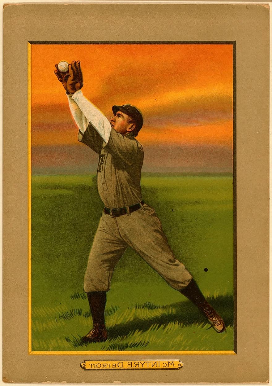 Baseball, Sport, Vintage, Old, Detroit Tigers, Mcintyre, Hand Colored, Print, Player, Game