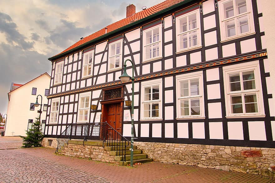 oraș, casă, sat, Werther, Ostwestfalen, Germania, arhitectură, grindă cu zăbrele, Gebäude