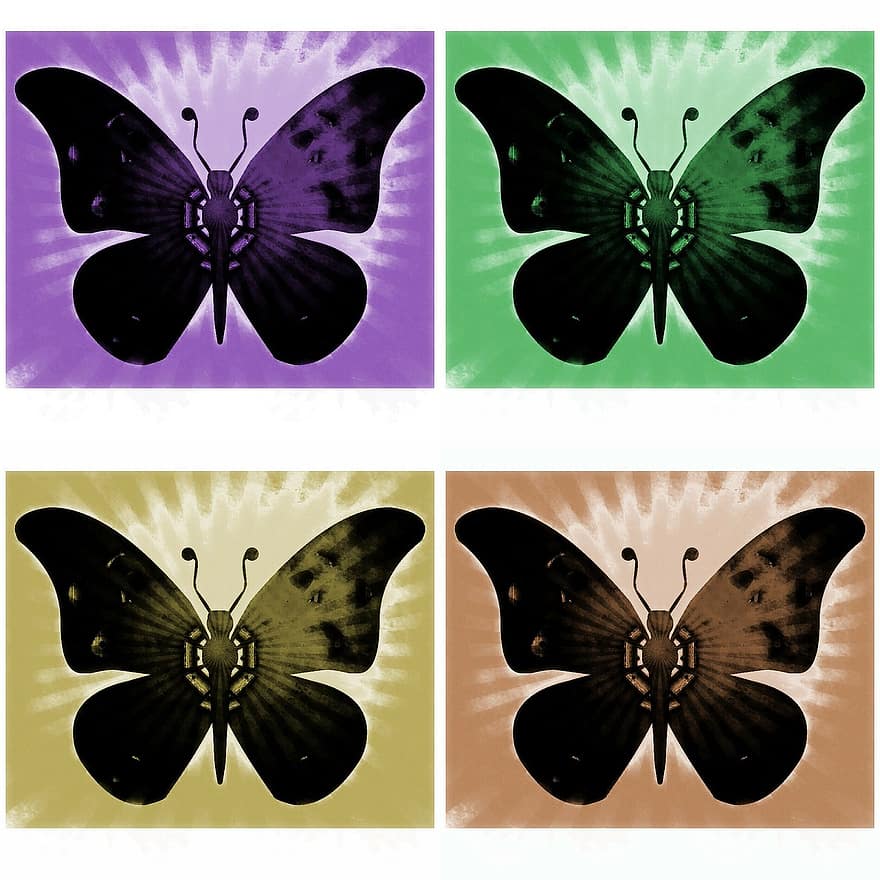 borboletas, insetos, fundo, abstrato, decorativo
