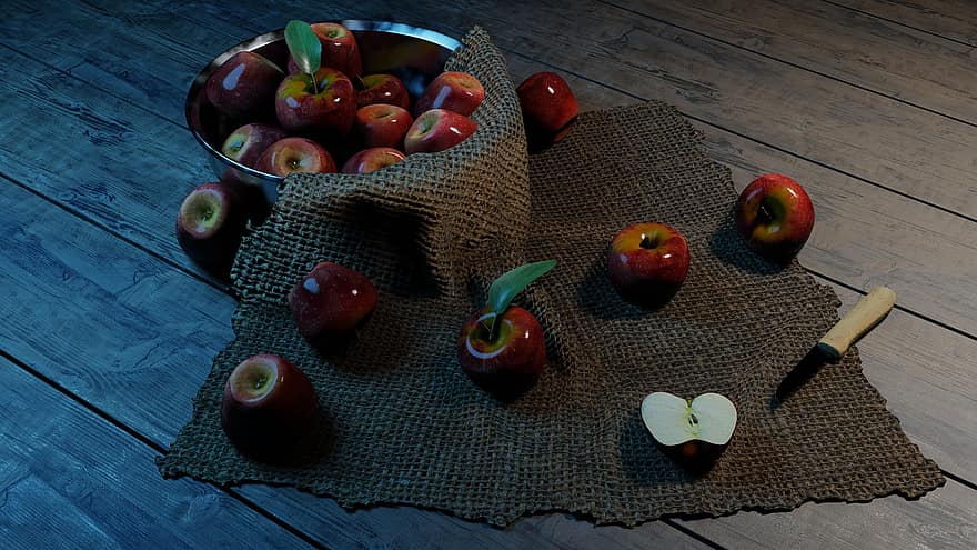 jablka, ovoce, zralý, podzim, podzimní sezónu