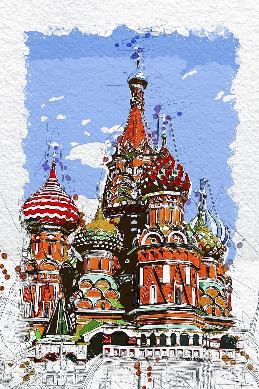 Cathedral, St Basil's Cathedral, Cupolas, Kremlin, Russia, Muliticolored Cupolas, Ulitsa Street Varvarka, Russian Orthodox Crosses, Red Square