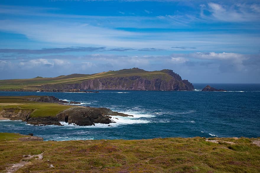 divoký atlantický způsob, Turistická stezka, Irsko, tři sestry, Dunquin, pobřežní čára, krajina, Příroda, oceán, moře