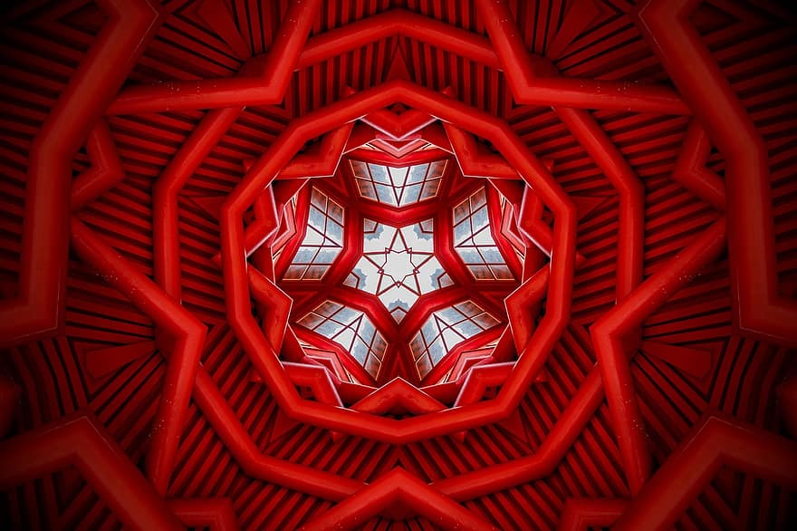 ruusuke, Mandala, kaleidoskooppi, punainen tausta, punainen tapetti, ornamentti, tapetti, sisustus, koriste-, symmetrinen, rakenne