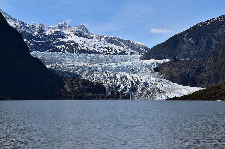 ghiacciaio, alaska, ghiacciaio del mendenhall, natura, acqua, oceano, paesaggio, freddo, ghiaccio, panoramico