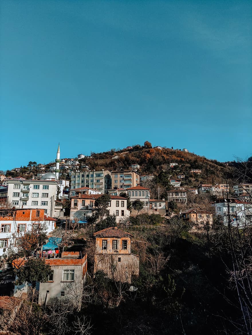 здания, холмы, город, пейзаж, Турция