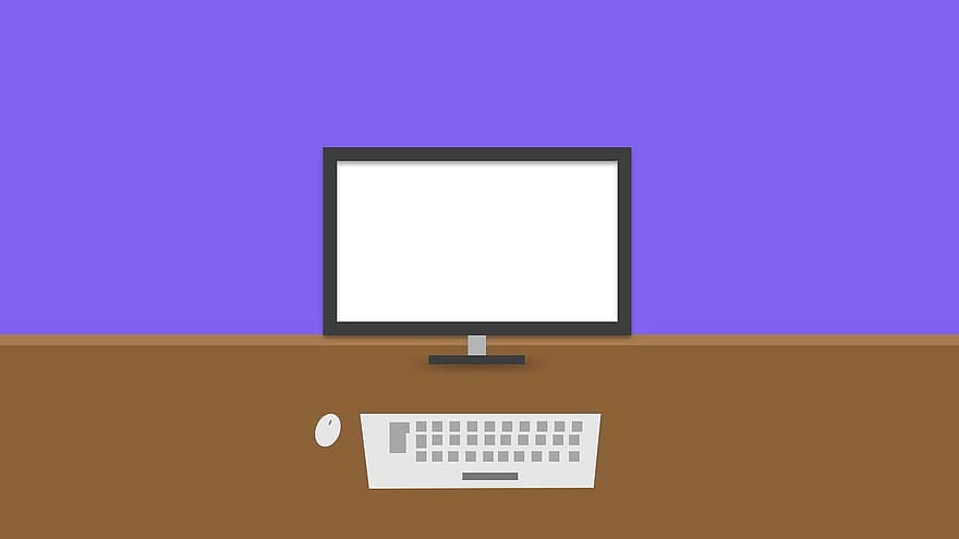 computer, toetsenbord, muis, ontwerp, kantoor, werkplaats, web, plat ontwerp, desktop computer, werk, pc