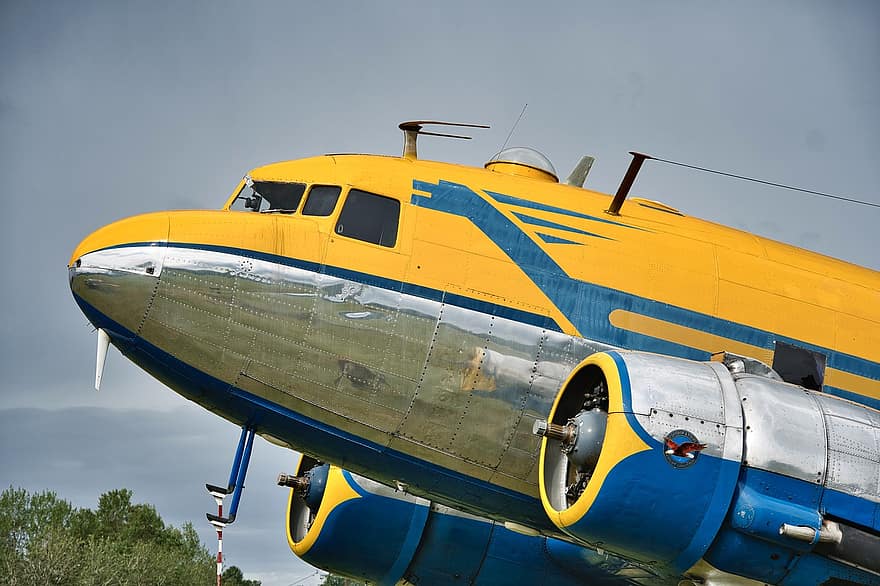 самолет, авиация, двигатель, DC-3