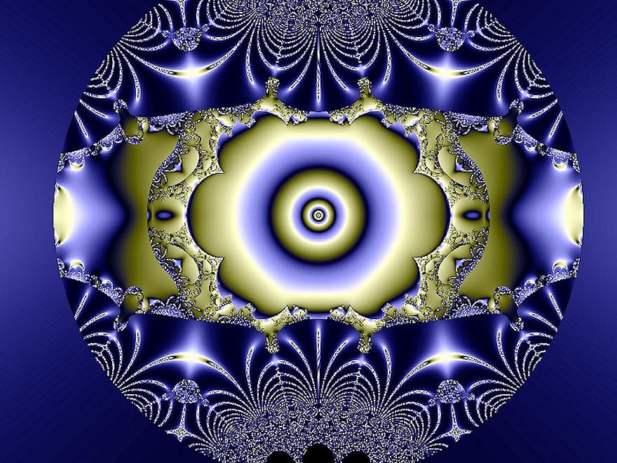fractal, blauw, circulaire