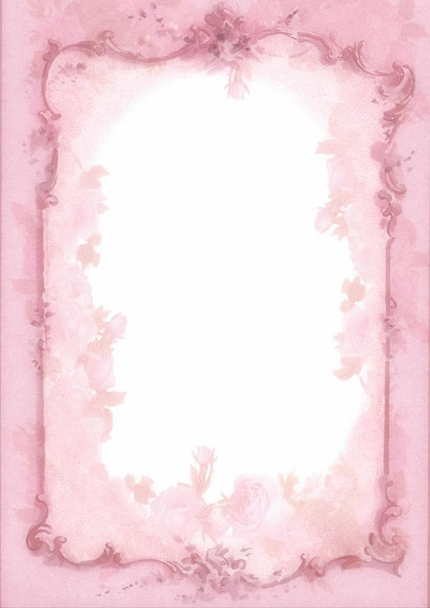 Background, Shabby Chic, Retro, Paper, Picture Frame, Menu Map, Invitation, Pink, White, Decoration, Stationery