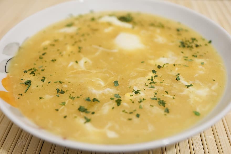Soup, Food, Eggs, Nourishment, close-up, yellow, meal, gourmet, cooked, lunch, parsley