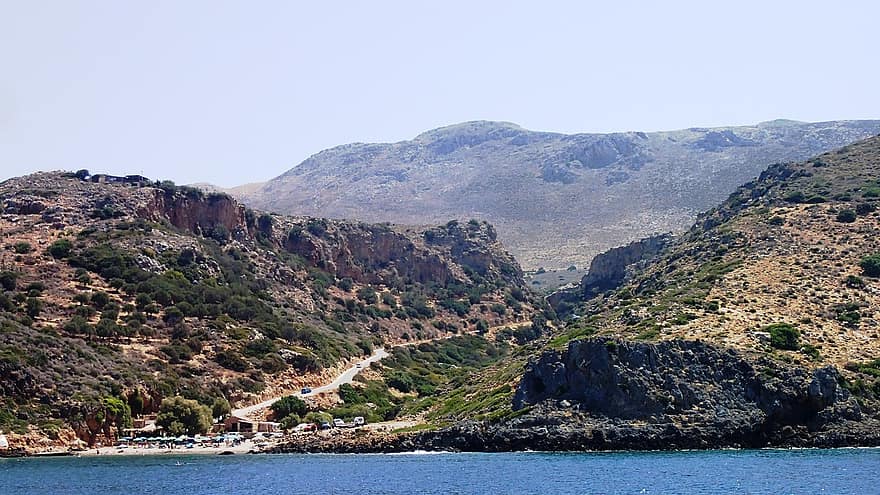 scogliere, onde, mare, costa, Creta, Grecia, mediterraneo, natura
