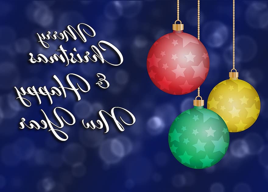 jul, prydnad, hälsning, kort, god Jul, nyår, Lycklig, gott nytt år, stjärnor, bokeh, blå