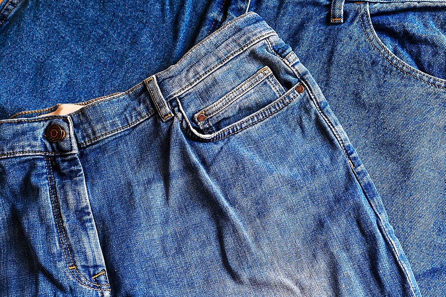 jeans, denim, bukser, klær, blå