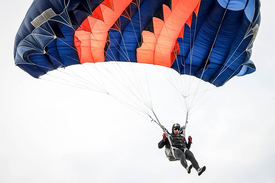 Skydiving, Parachute, Man, Skydiver, Sports, Recreational Activity, Flying, Flight, Adventure