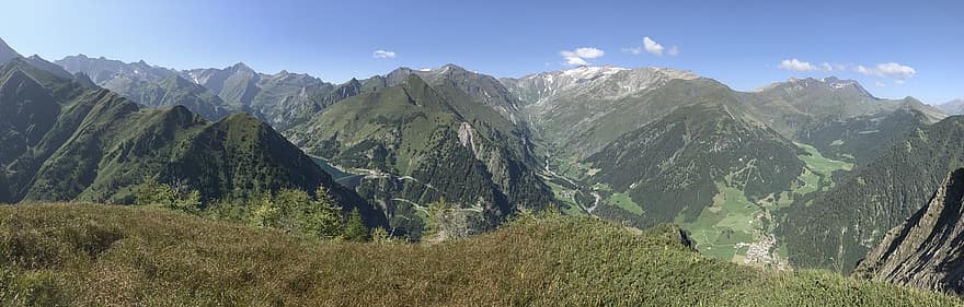 Panorama von der Haltestelle, alpine Route, Alpen, gehen, Himmel, Oberteile, Ausflüge, Wandern, Berge, Natur, Wolken