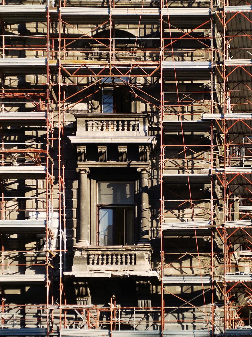 varanda, arquitetura, construção, cidade, Budapeste, Hungria, reparar, velho, urbano, Europa, textura