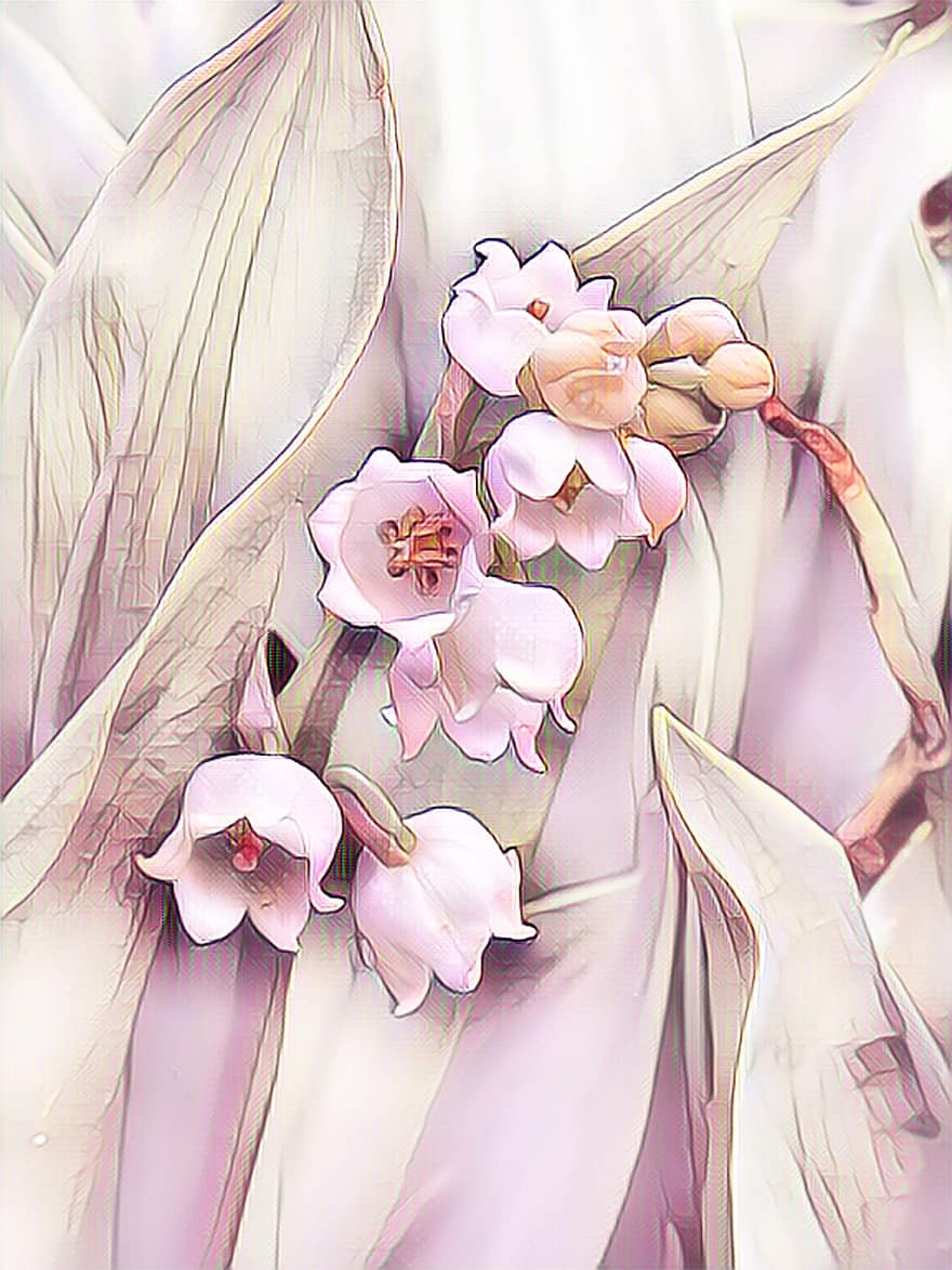 Lily Of The Valley, Digital Painting, Pastel, Toxic, Flower, Plant, Blossom, Bloom, Softness, Pink, Nature