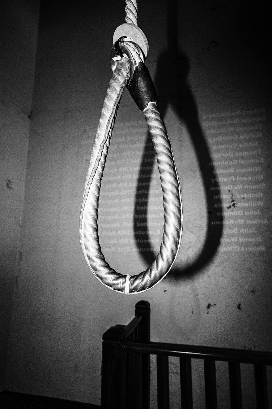 ひも、ハングマン、ロープ、絞首台、犯罪、犯罪者、結び目、実行、ぶら下がっている、正義感、信念