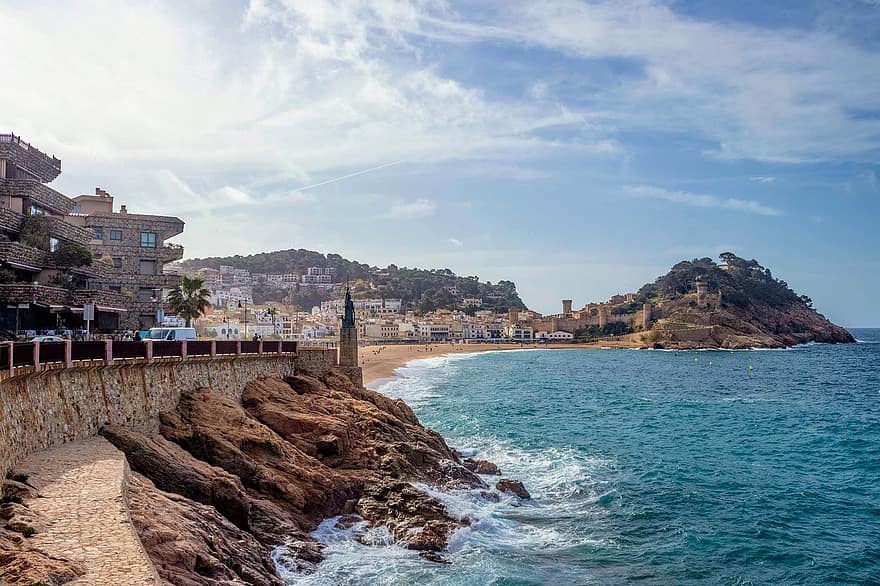 tossa de mar, costa brava, Katalánsko, Španělsko, ostrov, moře, oceán, město, pobřežní čára, voda, cestovat