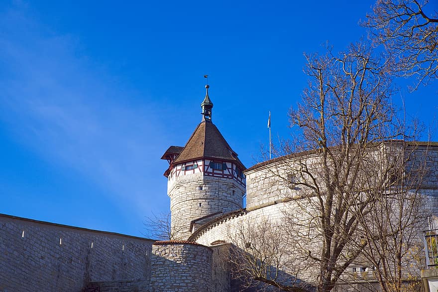 pevnost, hrad, historický, budova, věž, vrána hnízdo, modrá obloha, pozor, křesťanství, architektura, slavné místo