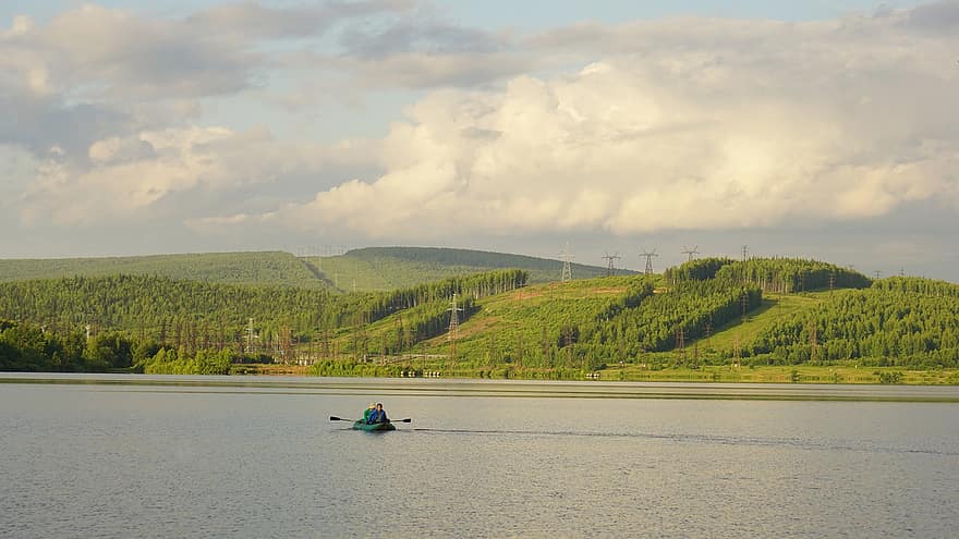 natură, lac, Rusia, vară, peisaj, apă, liniște, reflecţie, dispozitie, barcă