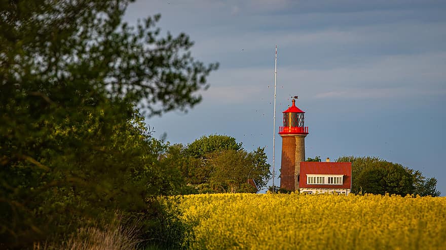 la tour, phare, balise, côte, Fehmarn, mer Baltique