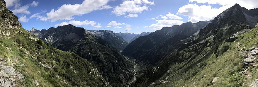 Trekking 2021, Směrem k Pizzo Baron, alpská trasa, Alpy, Procházka, nebe, vrcholy, exkurze, turistika, hory, Příroda