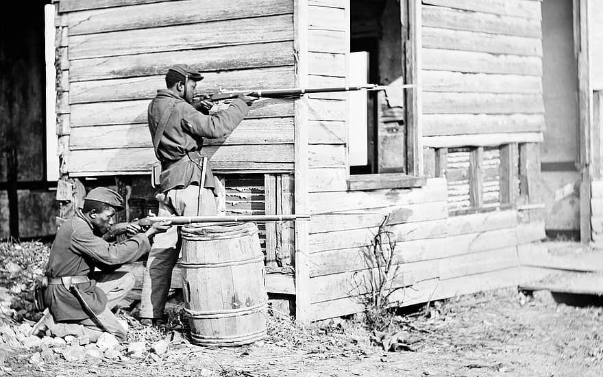 guerra civil, Virgínia, 1864, Preto, direitos civis, América, EUA, Estados Unidos, rifles, soldados, afro-americano
