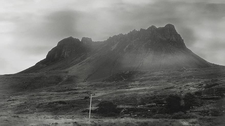 Montagne, colline, brouillard, de pointe, Stac Pollaidh, Écosse, hauts plateaux, paysage, robuste, scénique, Voyage