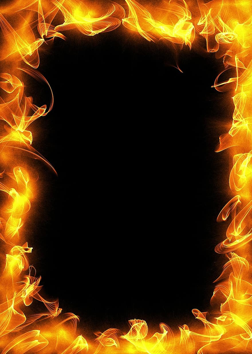 Fire, Flames, Burn, Burning, Paper, Black, Blank, Background, Hot, Black Background, Black Fire