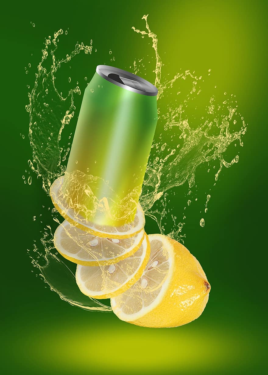 limonade, citroner, forfriskning, grøn, drikke