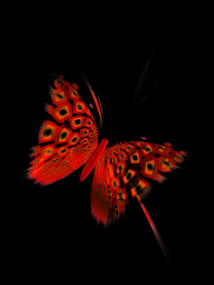 borboleta, Preto, vermelho, abstrato, fundo, estilo, estilizado