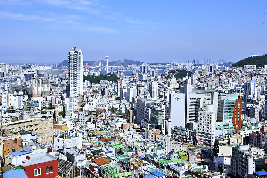 Korea, Republiek Korea, busan, stad, reisbestemming, busan toren, Yongdusan-park, gebouwen, reizen, toerisme, stadsgezicht