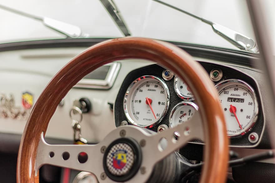 Steering Wheel, Auto, Oldtimer, Vehicle, Automotive, Classic, Retro, Nostalgia, Old, Dashboard, Interior
