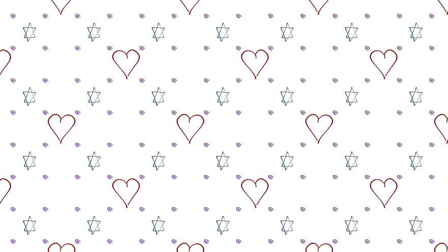 Stars, Hearts, Star Of David, Magen David, Jewish, Judaism, Jewish Symbols, Religious, Religion, Background, Wrapping