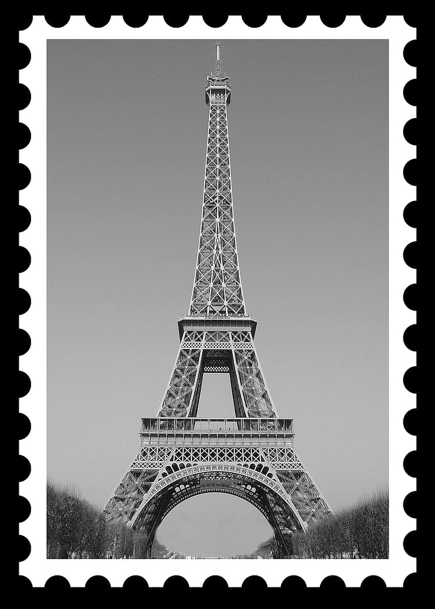 Torre Eiffel, franqueig, segell, eiffel, paris, torre, vintage, vell, famós, europa, històric