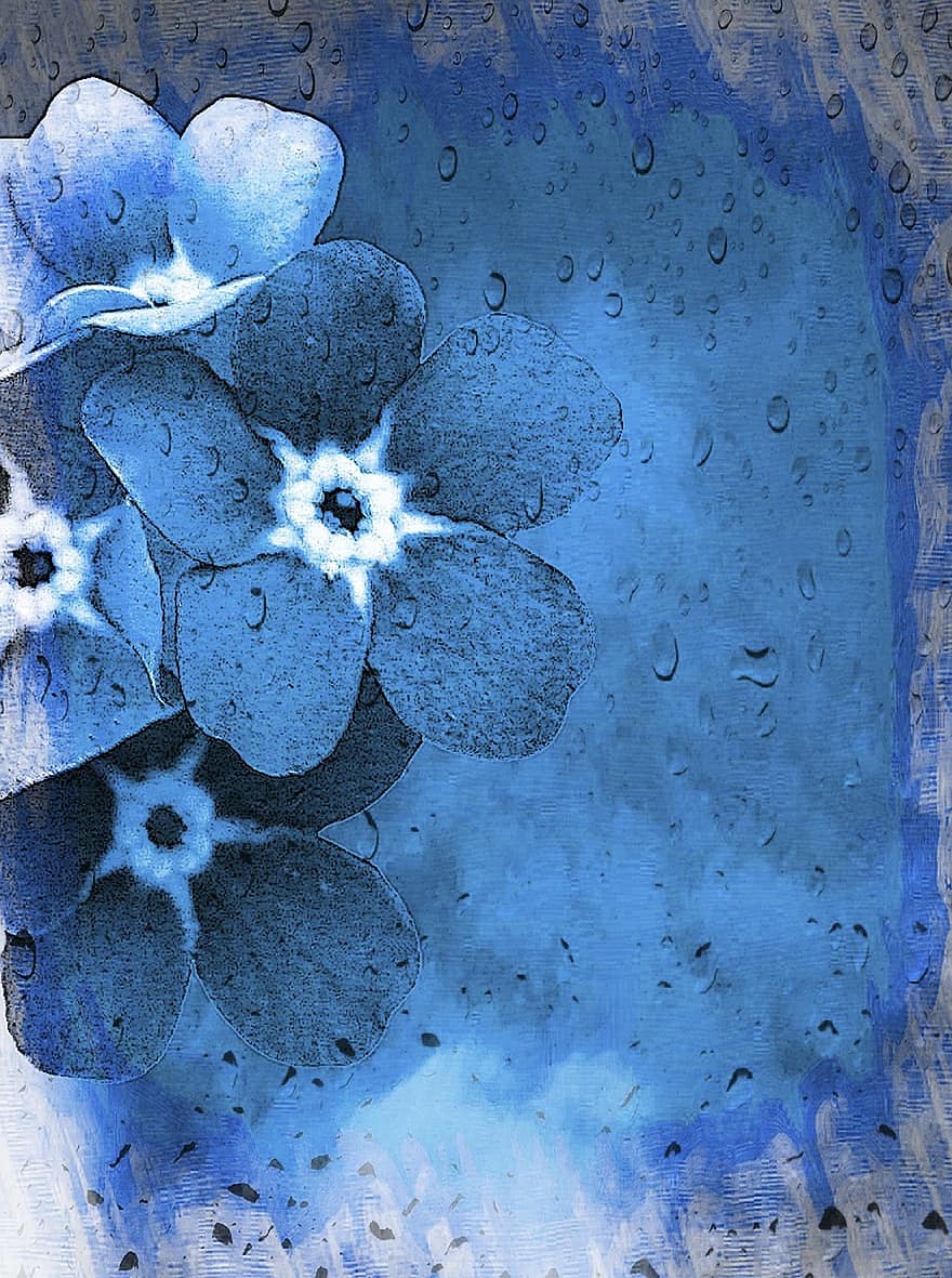 Vergissmeinnicht, Forget-me-not, Myosotis, Blue, Flower, Nature, Digital Art, Artwork, Graphic, Art Flower, Graphical Design