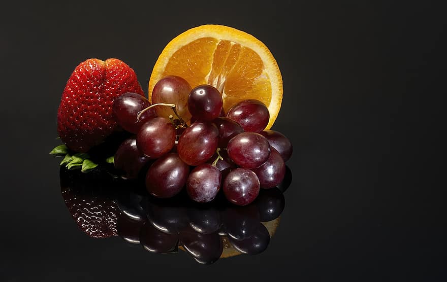плодове, пресни плодове, натюрморт, заден план, оранжев, тапети, грозде
