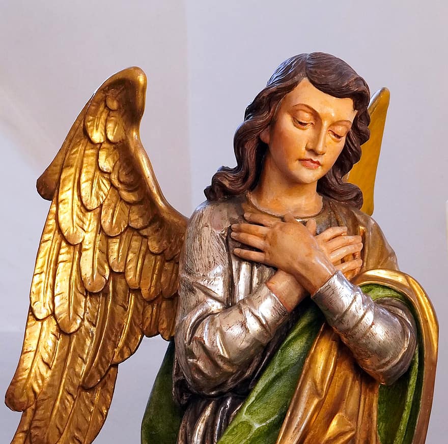 天使像、天使の彫刻、宗教的な像、宗教、アートワーク、彫刻、像、キリスト教、霊性、カトリシズム、神