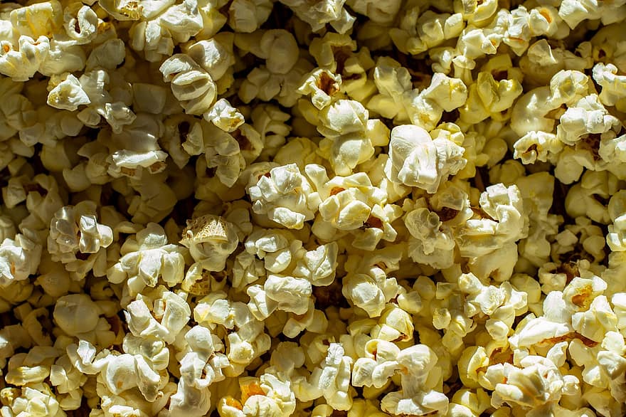 popcorn, mellanmål, förfriskning, mat, bakgrunder, närbild, film, friskhet, gul, biograf, makro