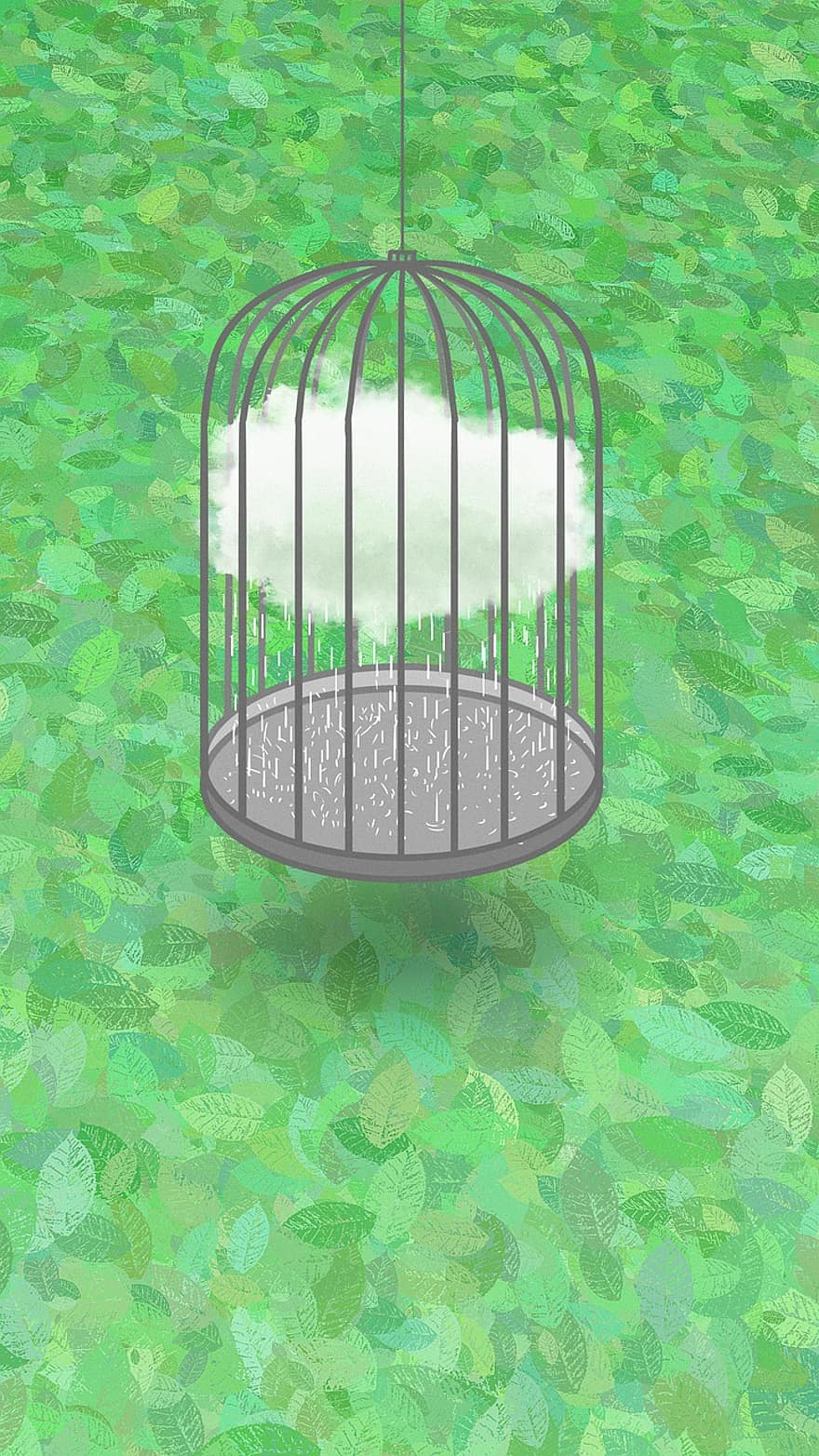 Painting, Creativity, Landscape, Clouds, Cage, Birdcage, Closure, Imprisonment, dom, Green Clouds, Green Painting