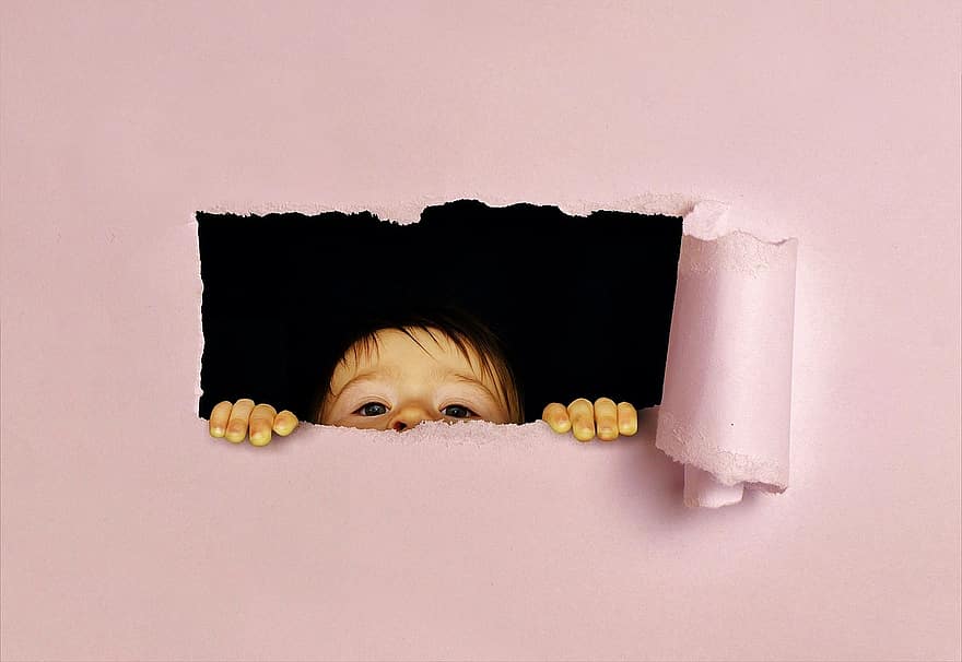 Perth, Child, Look, Pry, Funny, Torn Paper