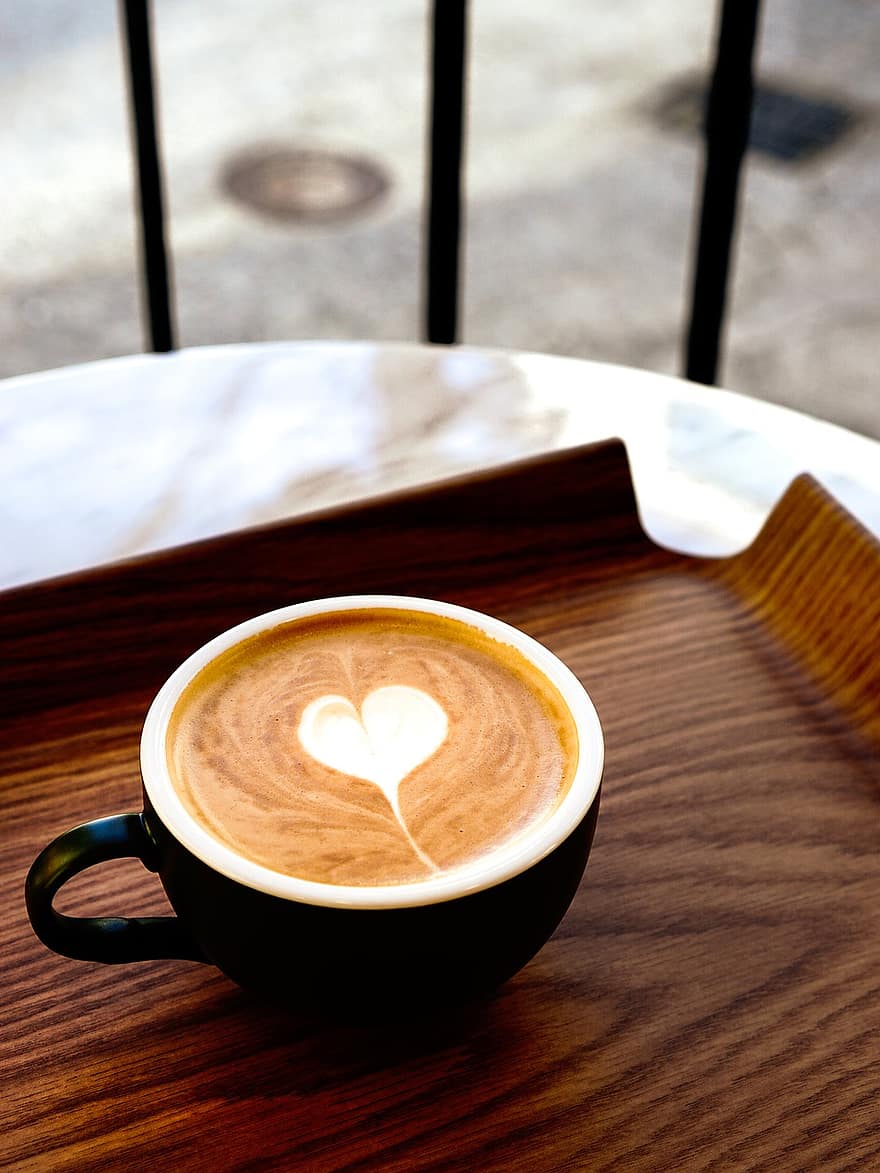 kaffe, latte, cappuccino, macchiato, latte kunst, kop, koffein, drikke
