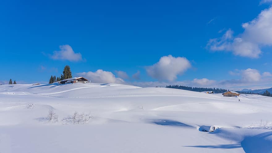 inverno, natura, stagione, la neve, all'aperto, freddo, nuvole, montagna, paesaggio, blu, pista da sci