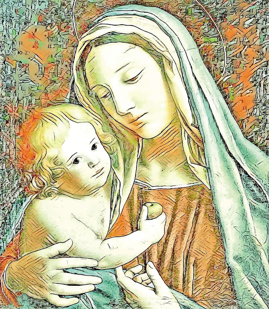 แมรี่, พระเยซู, ทารก, แมรี่บริสุทธิ์, นักบุญ, แม่, บุตรชาย, เด็ก, คริสต์, พระเจ้า, ศาสนาคริสต์