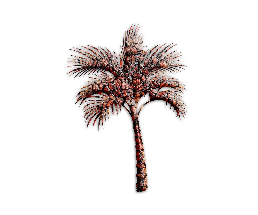 palmboom, boom, koffiebonen, koffie, fabriek, tropisch, abstract, clip art, afdrukbare, wijnoogst, retro